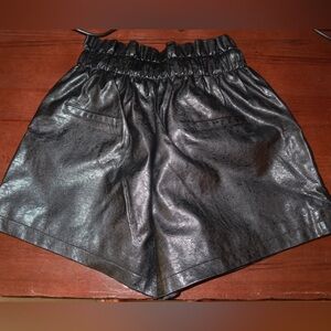 Black Faux Leather Women's Shorts